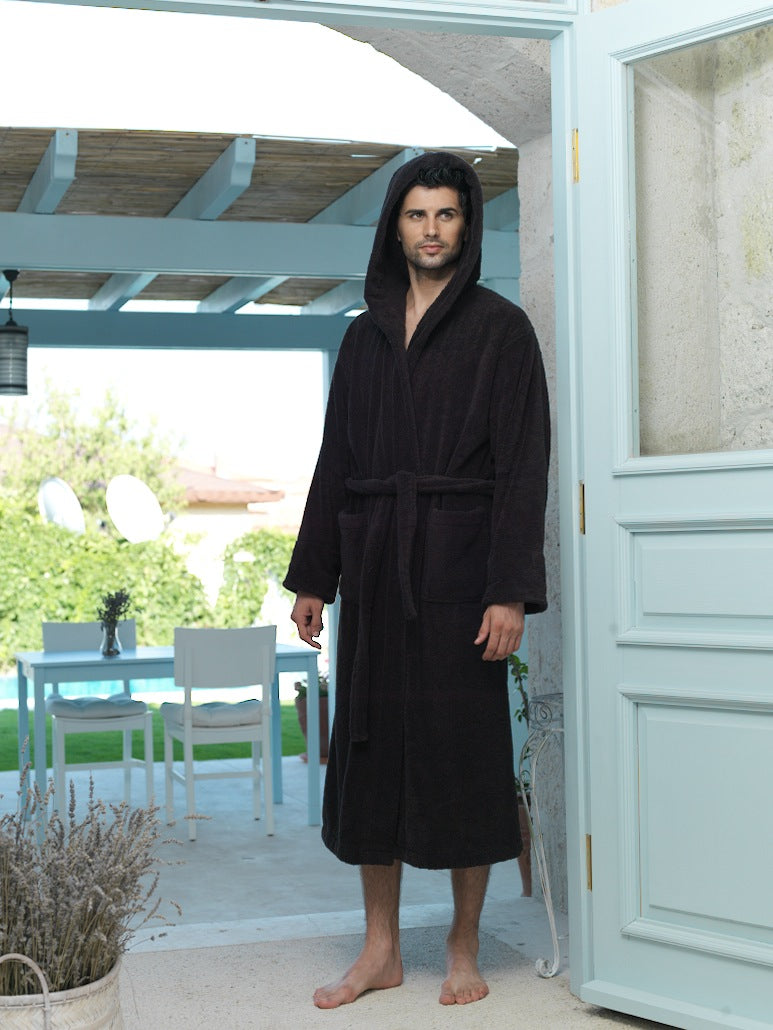Thirsty Towels Heavy Hooded Luxury Robe Black Color