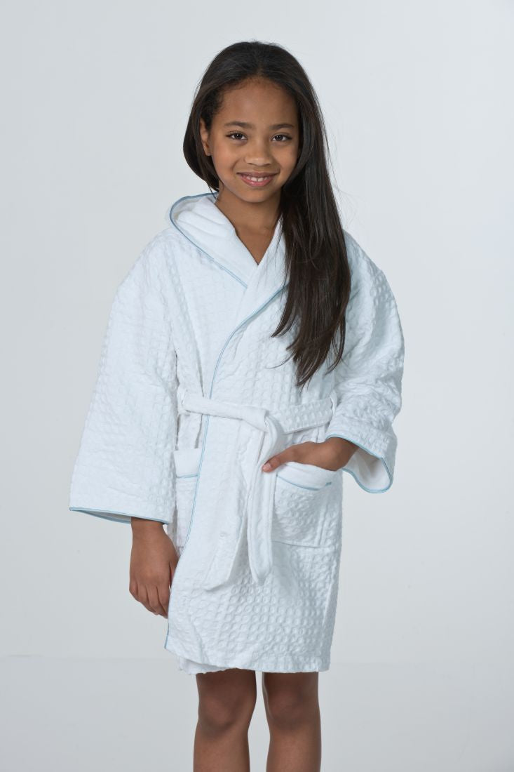 Hooded Waffle Cover-Up Robe with Terry Lining