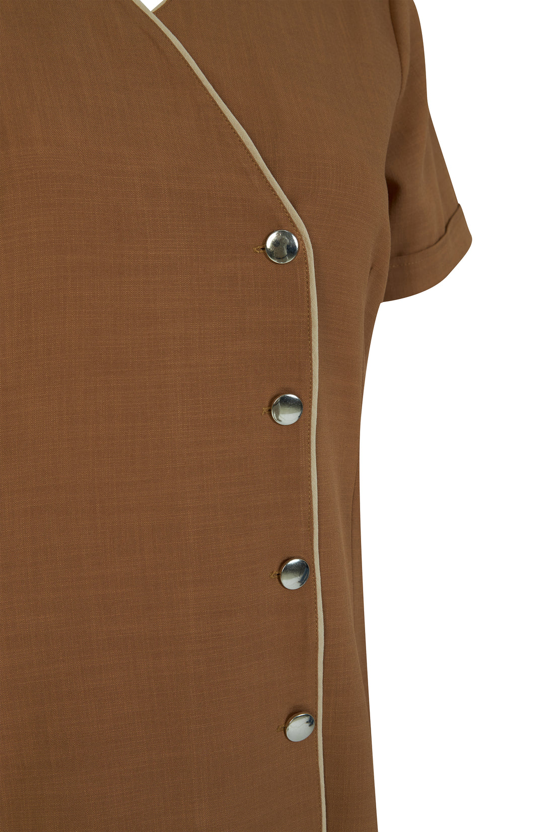 Lucy Spa Therapist and Attendant Uniform in Mocha Brown with Button  Detail