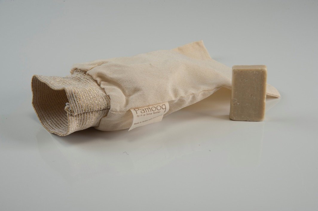 A LA TURCA HAMMAMA LA TURCA  LUXE KESE MITT FOR EXFOLIATION WITH OLIVE OIL SOAP