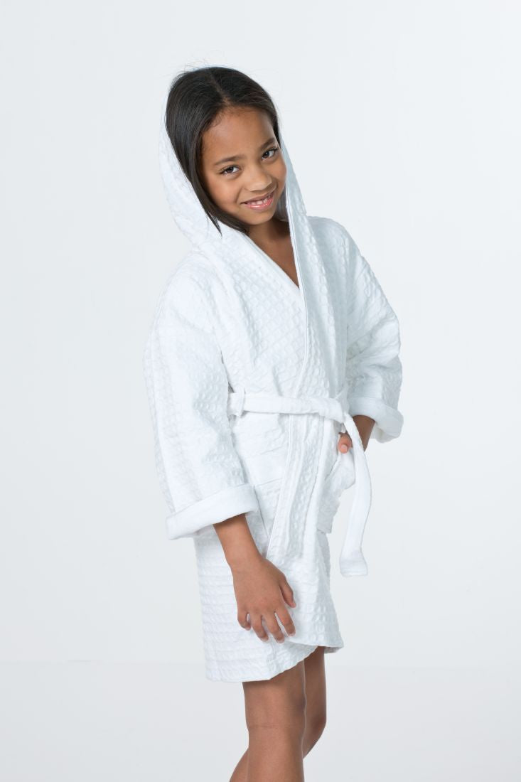 Hooded Waffle Cover-Up Robe with Terry Lining